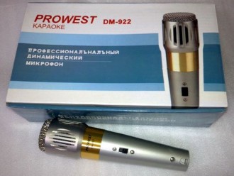 DM-922 Мікрофон  PROWEST динамічний металічний з вимикачем + кабель