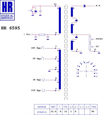 HR6595  Строчний трансформатор ТДКС