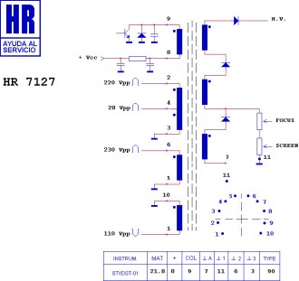 HR7127  Строчный трансформатор ТДКС