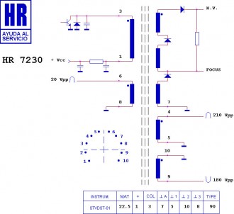 HR7230  Строчный трансформатор ТДКС