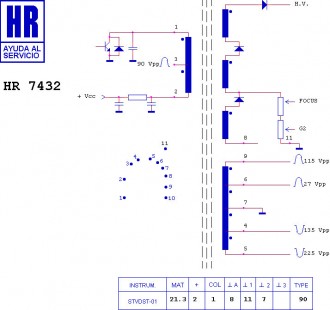 HR7432  Строчный трансформатор ТДКС