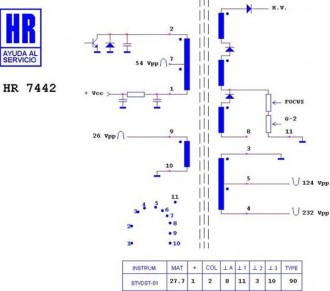 HR7442  Строчный трансформатор ТДКС