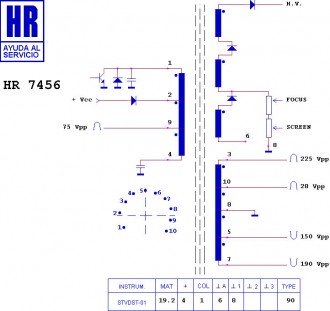 HR7456  Строчный трансформатор ТДКС