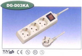 DG-D03KA 3м продовжувач електричний  3гнізд із заземленням та кнопкою.