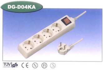 DG-D04KA 3м продовжувач електричний  4гнізда із заземленням та кнопкою.