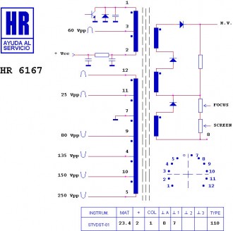 HR6167 Строчний трансформатор ТДКС