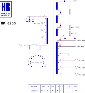 HR6253  Строчний трансформатор ТДКС