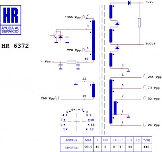 HR6372  Строчний трансформатор ТДКС